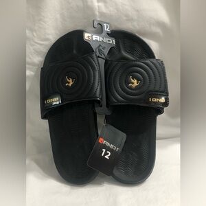 Men’s Slides sandals athletics adjustable swirl lightweight cushioned black. 12